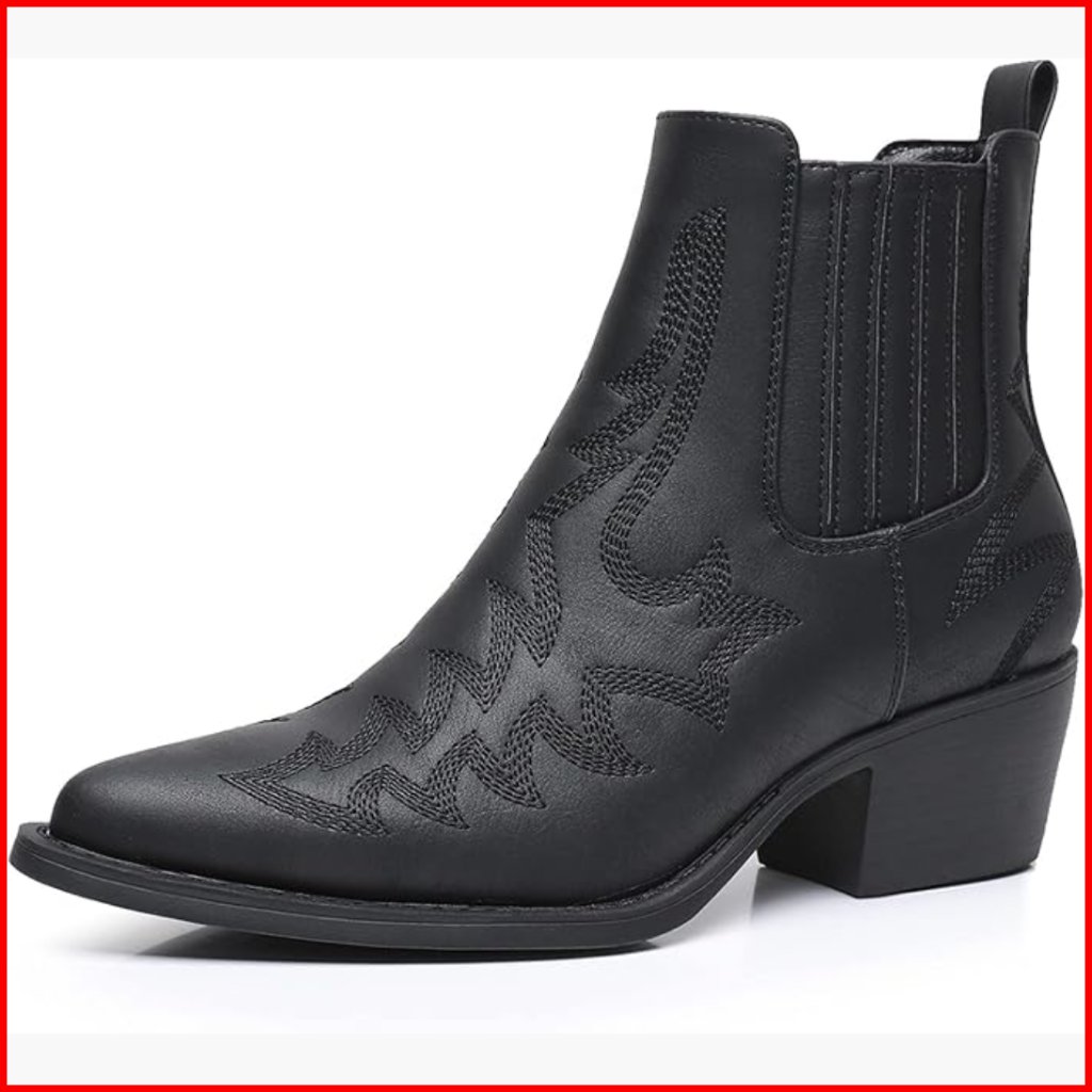 Women's Pointed Toe Pull On Chelsea Ankle Booties Western Cowgirl Boots